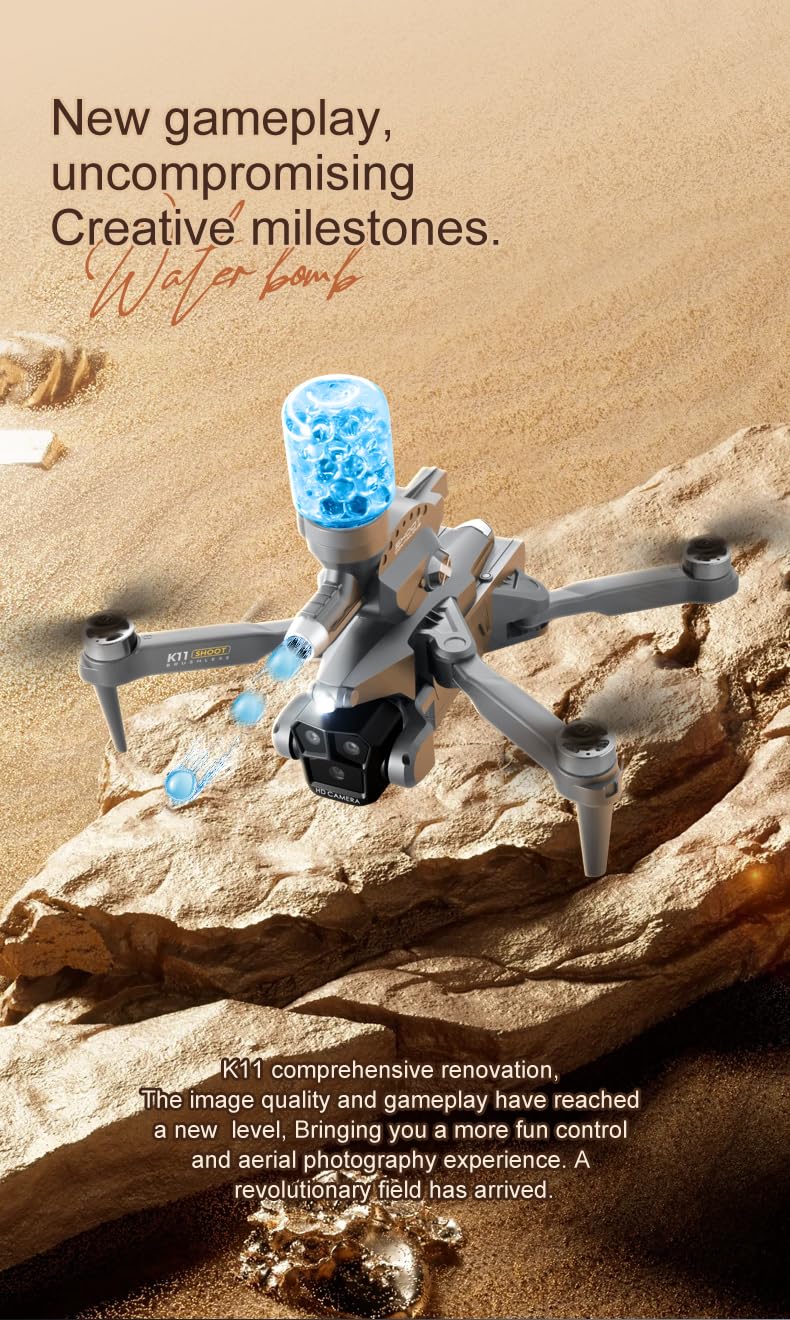 Dron K11 Max — Triple Cámara + Bolitas Hidrogel