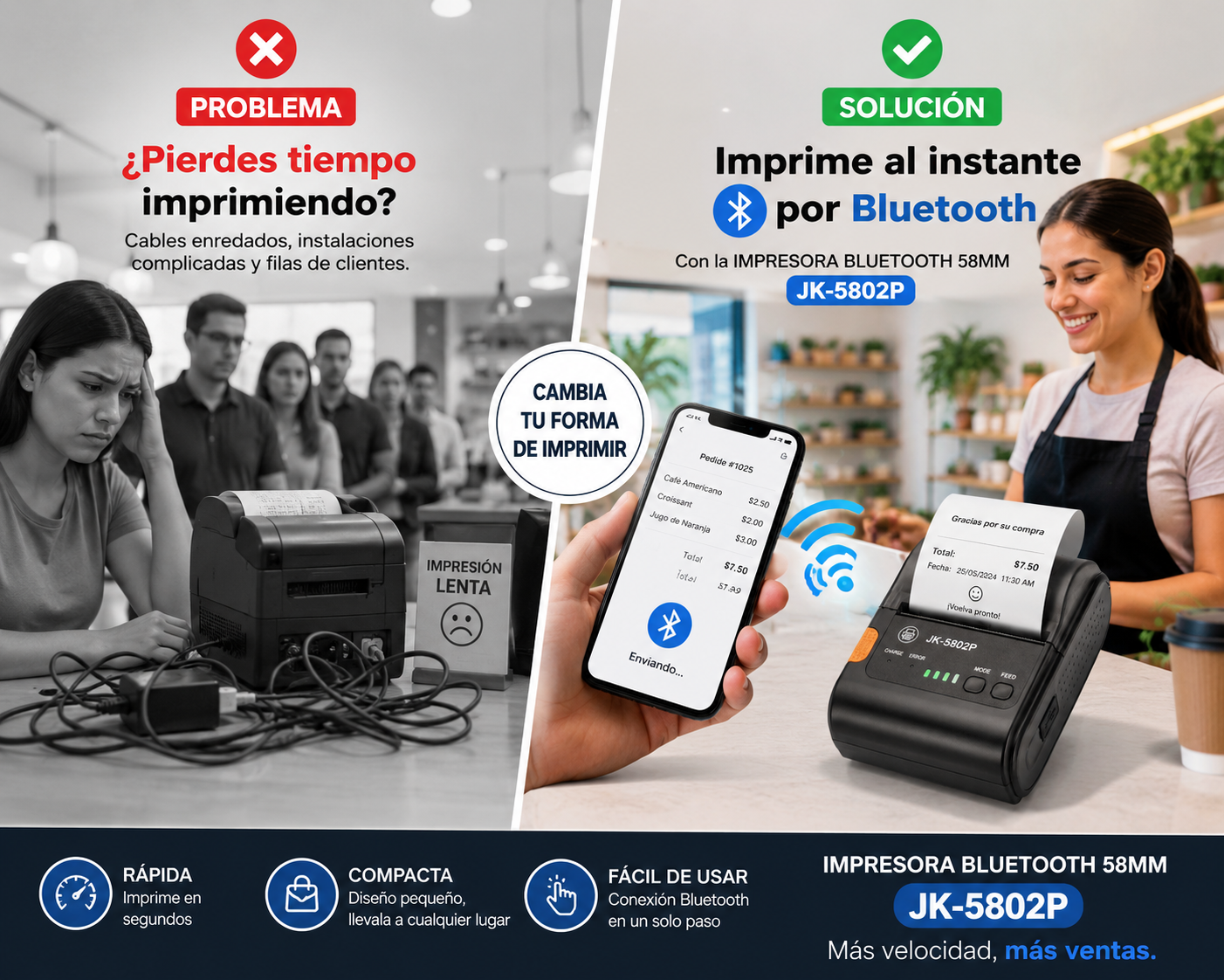 Impresora Bluetooth 58MM JK-5802P - Problema y Solución