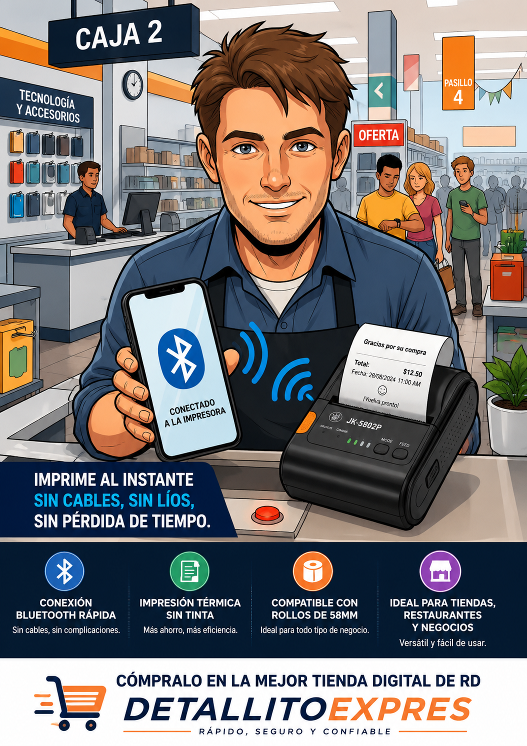 Impresora Bluetooth JK-5802P - Detallitoexpres
